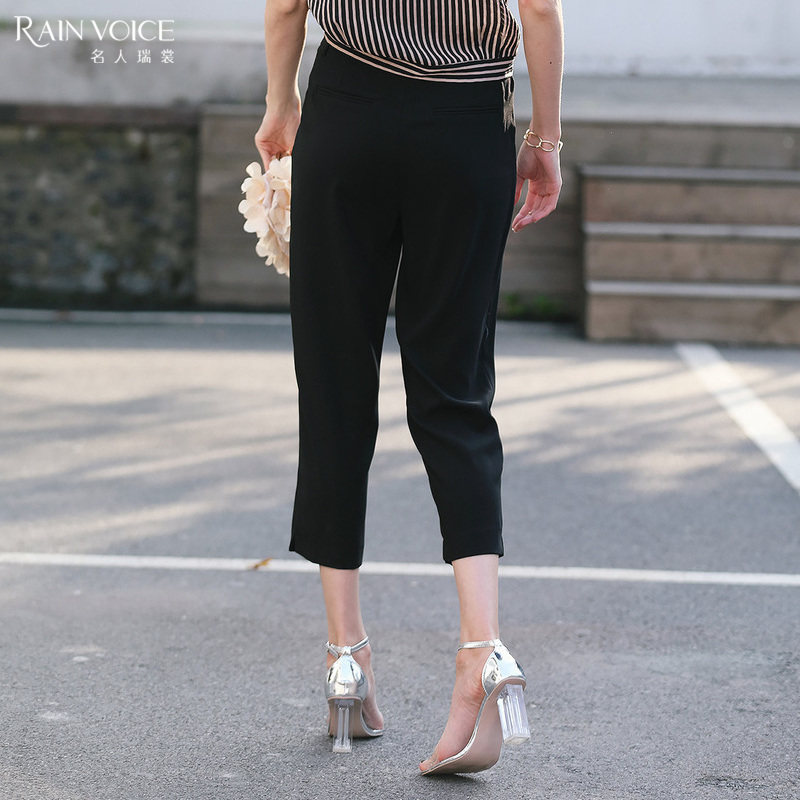 名人瑞裳2018夏季新款黑色休闲裤 名人瑞裳休闲裤