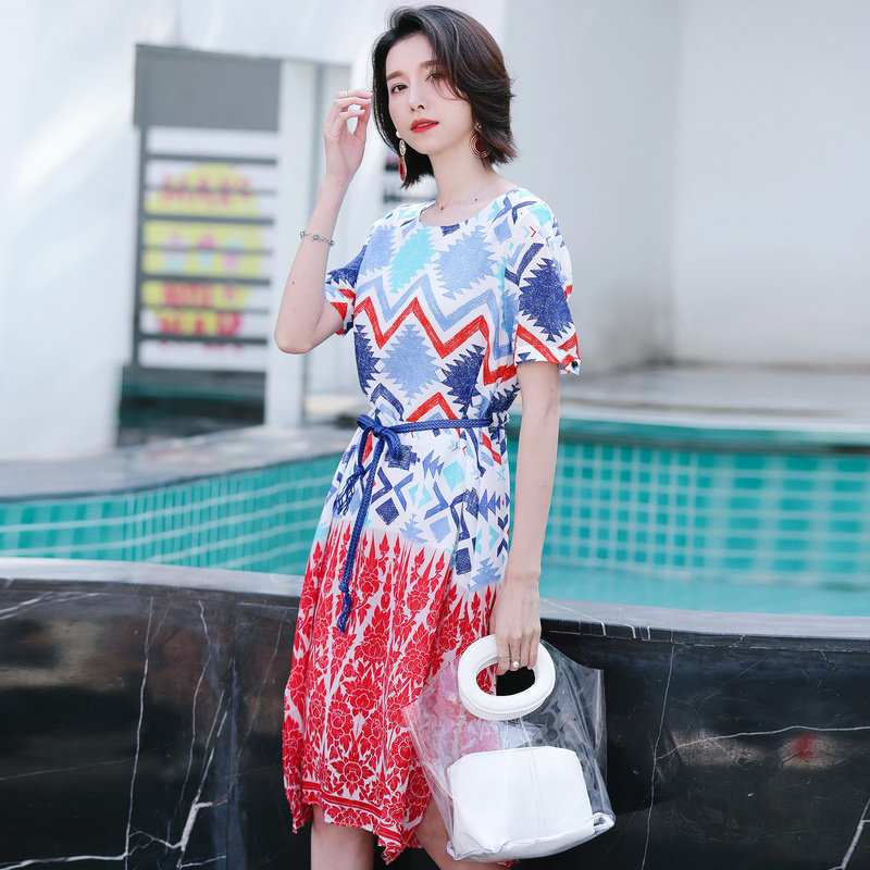 名人瑞裳2018新款夏季妈妈连衣裙 名人瑞裳连衣裙
