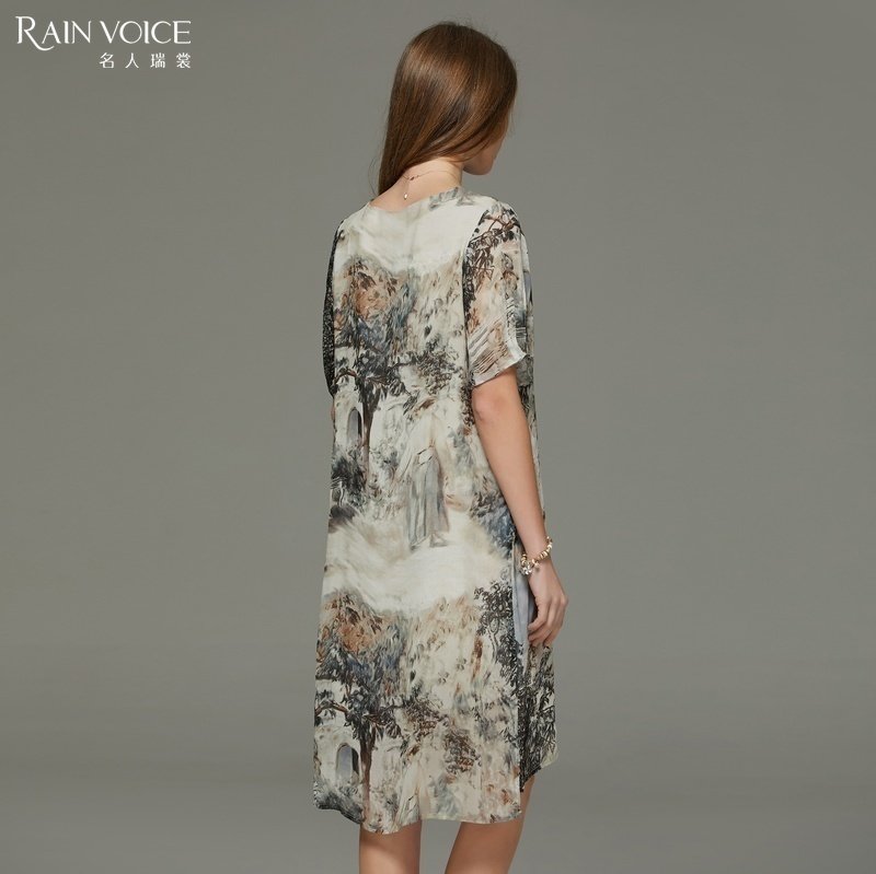 名人瑞裳2017夏装新款圆领短袖宽松 名人瑞裳连衣裙
