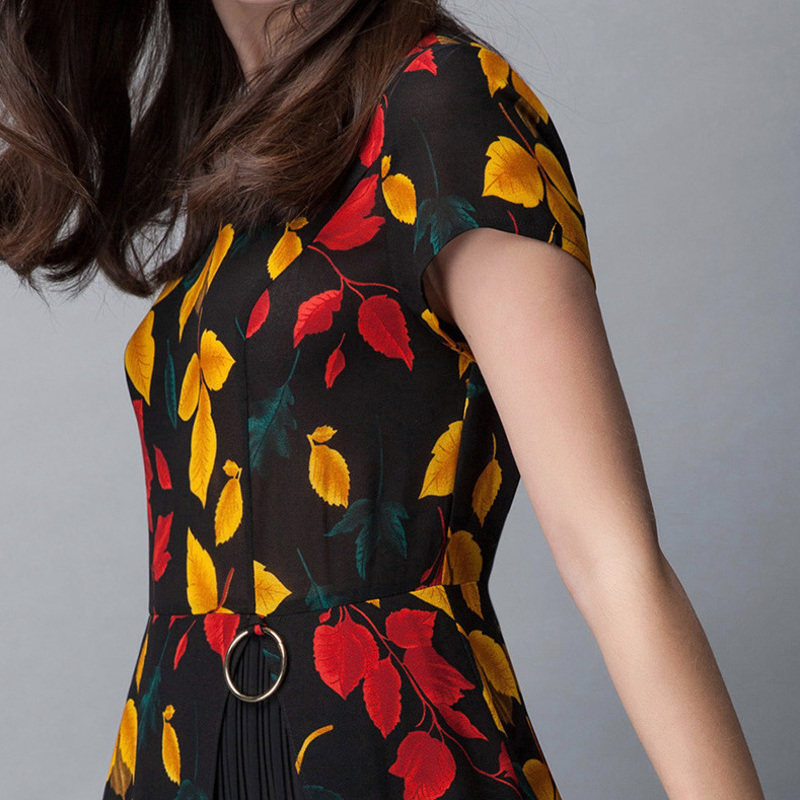 名人瑞裳夏装新款百褶拼接中长款 名人瑞裳连衣裙