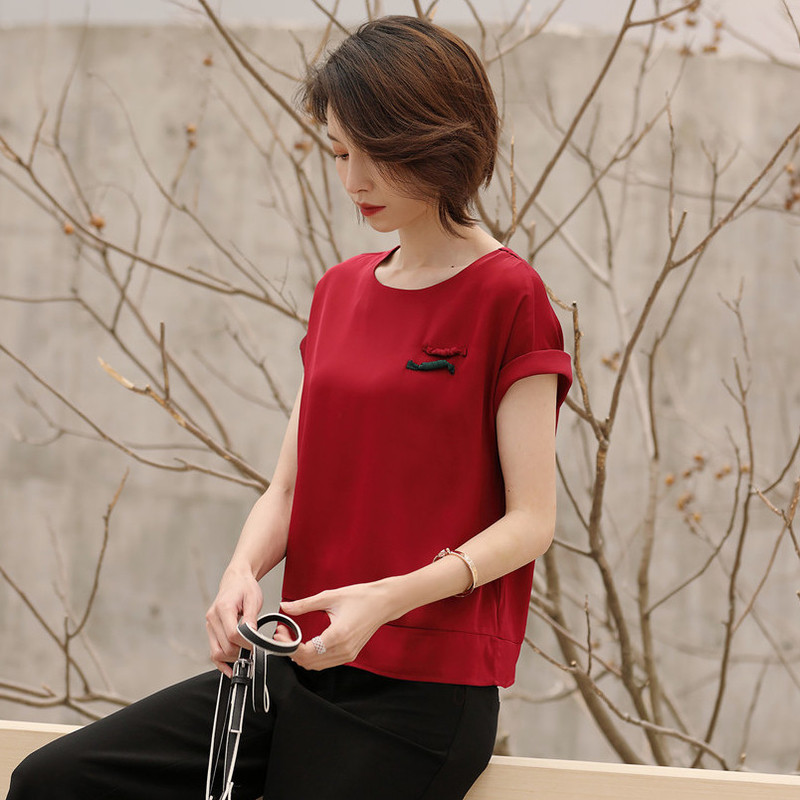 名人瑞裳2018夏季新款女装纯色t恤 名人瑞裳衬衫