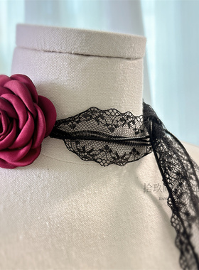法式超仙复古山茶花蕾丝系带