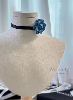 个性山茶花调节带韩女弹性锁骨链