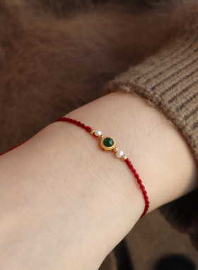 通体925纯银红绳手链钱币葫芦手链女小众设计师款红绳手绳