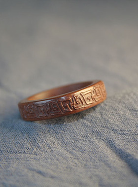 通用枣木中国风创意跑环戒指原创