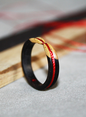 缘起原创紫光檀木红线中国风指环
