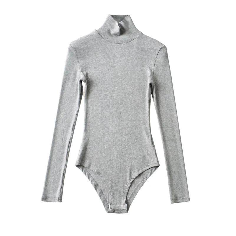 欧美时尚大码连体长袖女T恤弹力修身高领螺纹棉打底连身连裆上衣,淘宝优惠券,粉丝福利购,淘宝优惠卷