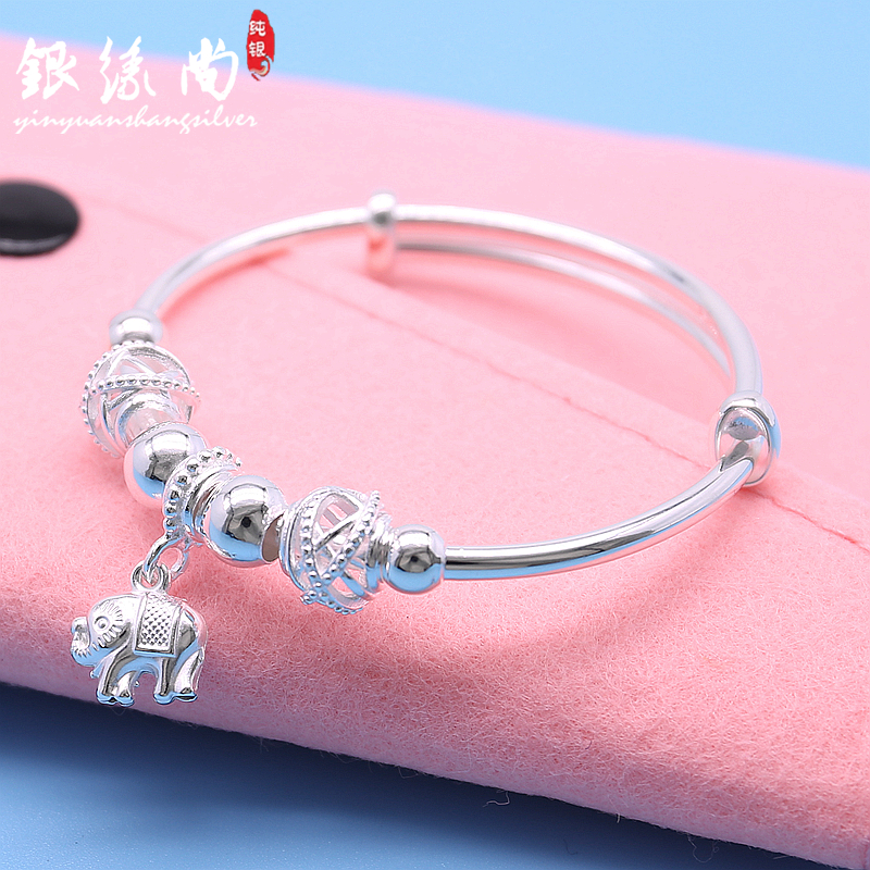 足银转运珠复古女款手镯简约民族风大象泰纯银手镯送女友礼物 999 足银转运珠复古女款手镯简约民族风大象泰纯银手镯送女友礼物 999
