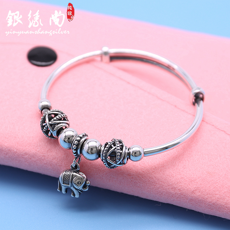 足银转运珠复古女款手镯简约民族风大象泰纯银手镯送女友礼物 999 足银转运珠复古女款手镯简约民族风大象泰纯银手镯送女友礼物 999