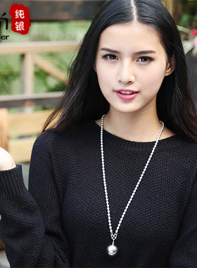 990足银短款韩国民族风毛衣链