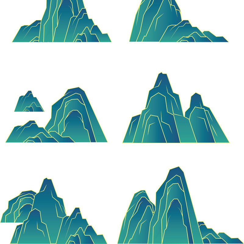 国潮山峰AI矢量素材国风中式古风山水山脉山峰插画海报背景图片,淘宝优惠券,粉丝福利购,淘宝优惠卷