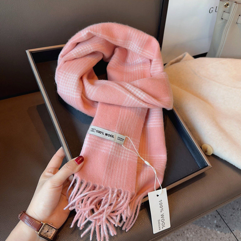 wool100%纯羊毛围巾高级感全派粉色披肩长条保暖女秋冬季双面围脖,淘宝优惠券,粉丝福利购,淘宝优惠卷