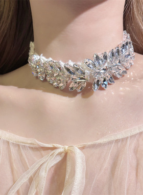 闪钻颈链女设计感choker脖子饰品气质锁骨链轻奢小众项链配饰