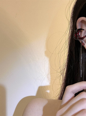 合金锁骨链女性红色月牙串珠项链