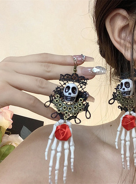 合金合金刀片链女性蕾丝骷髅项链