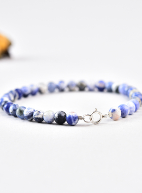 天然石蓝色星球ins复古手链