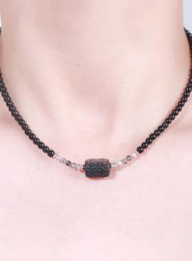 黑曜石男女原创设计水晶颈链