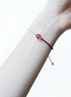 编织红绳草莓晶14k包金女