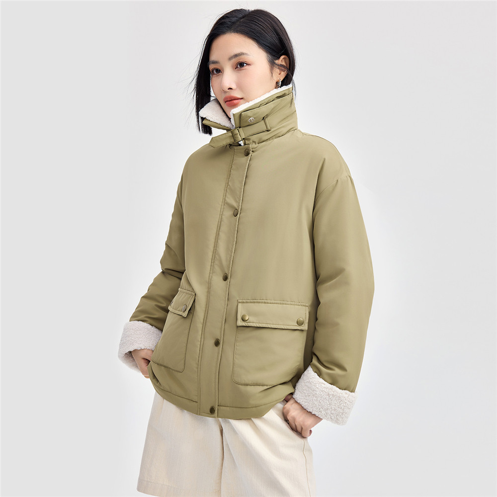 佐丹奴棉衣外套女时髦减龄可拆卸毛领工装口袋棉服夹克女05374723,淘宝优惠券,粉丝福利购,淘宝优惠卷