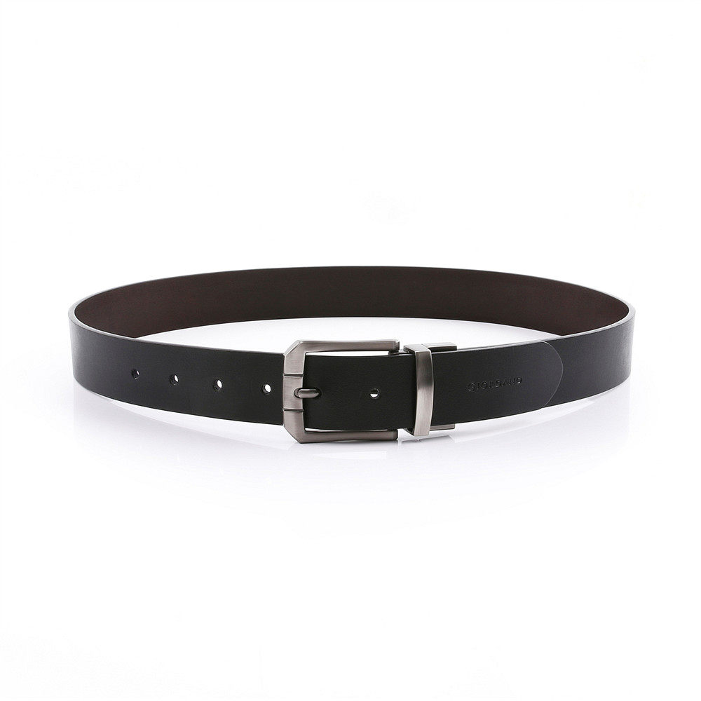 佐丹奴皮带男装商务休闲拉丝钢扣双面皮带黑色男士腰带 01131023