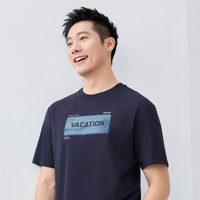 佐丹奴冰氧凉感T恤男装新款黑科技海浪印花圆领短袖T恤男01025383