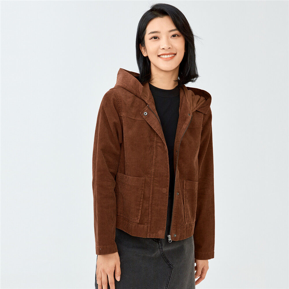 佐丹奴女小个子休闲灯芯绒短外套 佐丹奴短外套