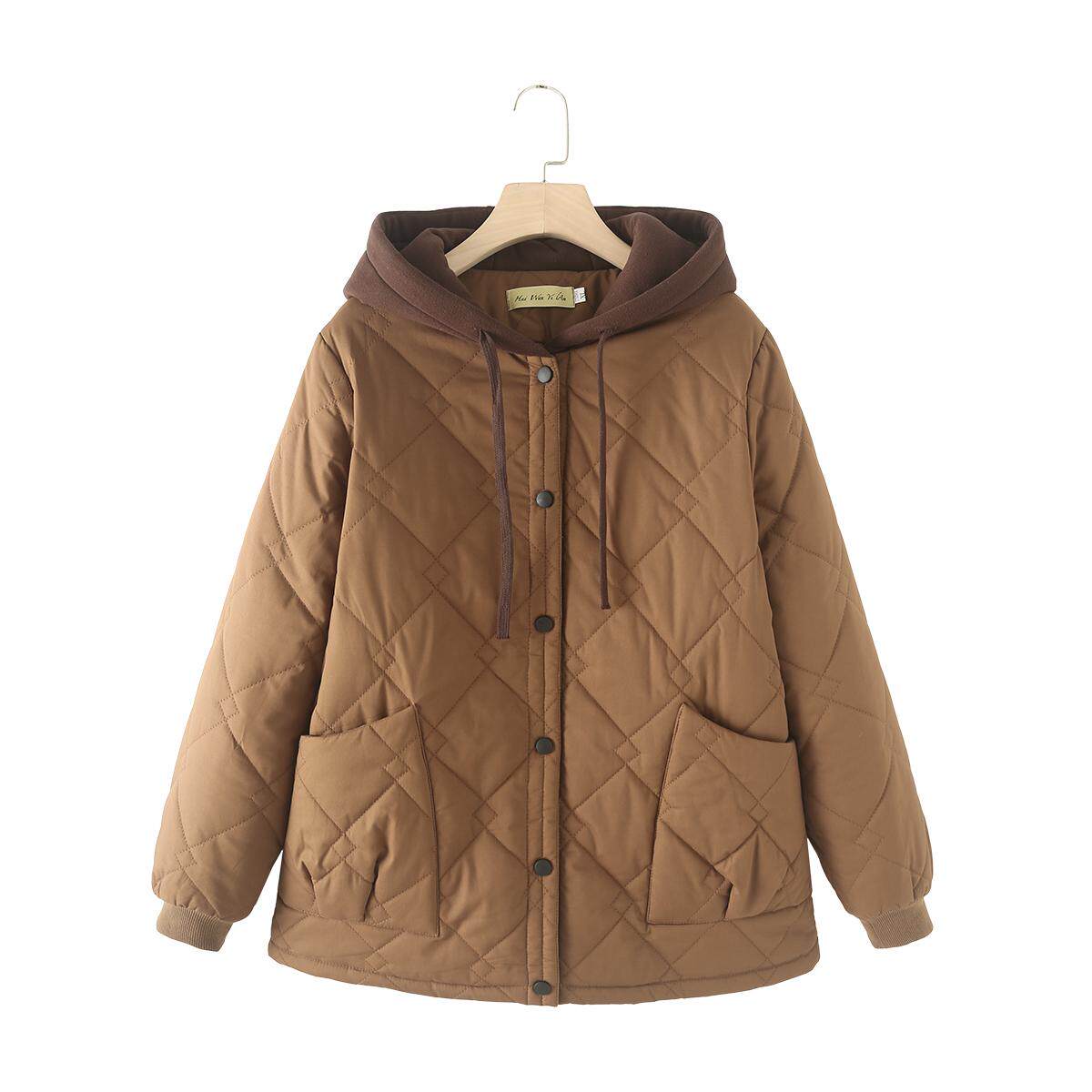 胖妈妈大码全棉棉袄女棉服帽子宽松中老年撞色假两件保暖棉衣外套,淘宝优惠券,粉丝福利购,淘宝优惠卷