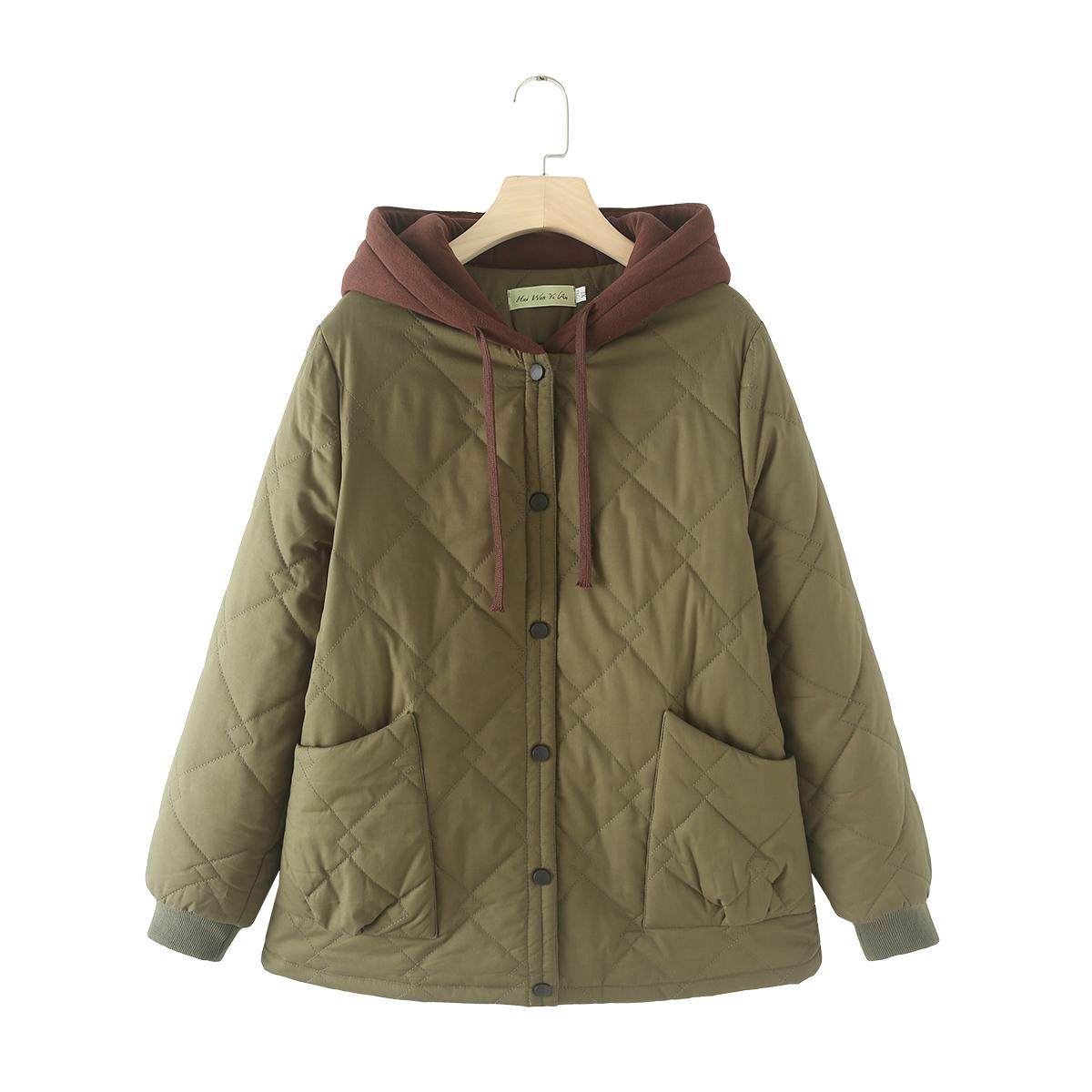 胖妈妈大码全棉棉袄女棉服帽子宽松中老年撞色假两件保暖棉衣外套,淘宝优惠券,粉丝福利购,淘宝优惠卷