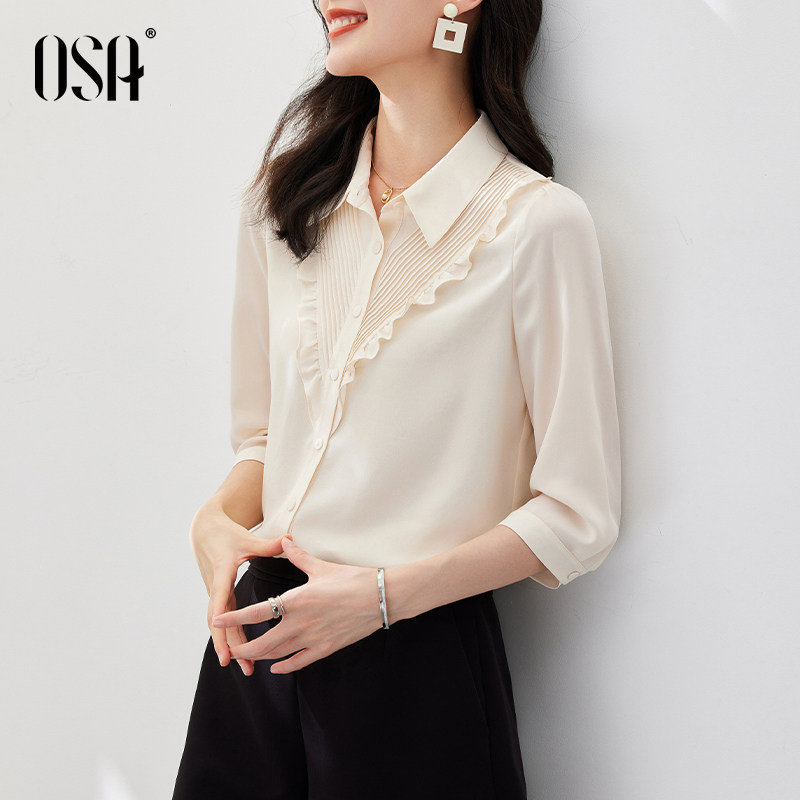 osa欧莎七分袖雪纺夏季2022年衬衫 osa卿衣落衬衫