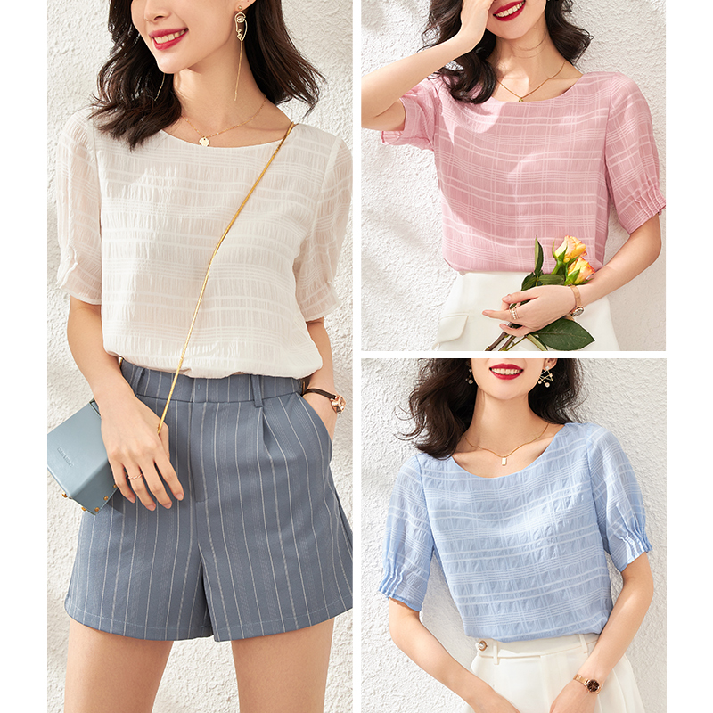 白色夏季2020年新款遮肚子雪纺衫 osa品牌服饰蕾丝衫/雪纺衫