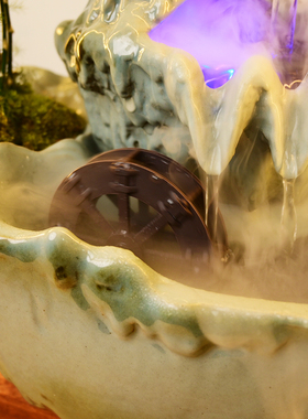 中式客厅招财悬壶流水喷泉摆件