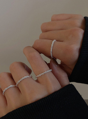 开口戒指女小众设计 满天星波光粼粼高级感2024新潮抽拉式戒指环