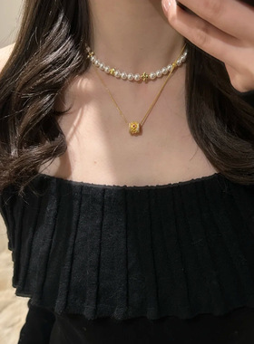 新中式轻奢闪动太阳花红刚玉路路通吊坠项链高级感红宝石锁骨链女