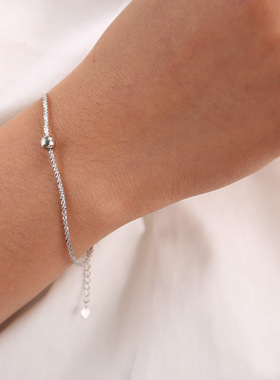 网银925银圆珠吊坠手链简约波光粼粼手链女ins时尚设计冷淡风手环