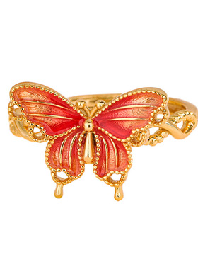 925纯银蝶戒指女烟雨梦蝶指环少女生ins百搭小众高级感不掉色饰品