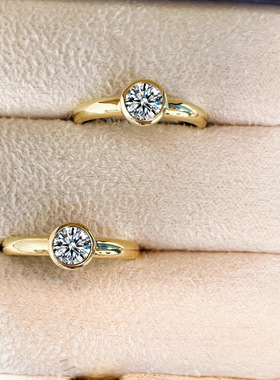 轻奢简约1克拉泡泡钻戒指镶嵌八心八箭高碳钻小巧百搭圆钻指环女