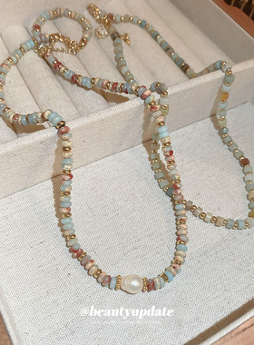 高级感珍珠算盘珠串珠项链轻奢时