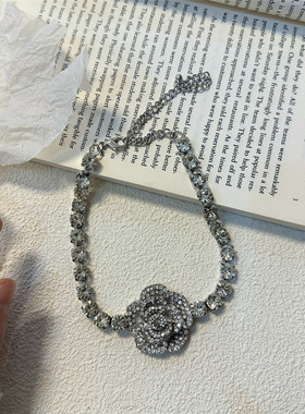 情人节系列玫瑰花朵锆石颈链ckoker时尚百搭小众冷淡风项饰锁骨链