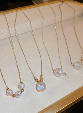 高级感韩国钛钢人鱼姬珍珠项链简约冷淡风锁骨链时尚OL气质百搭