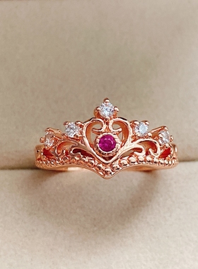 韩版花纹镂空蓝宝石水晶仿真戒指