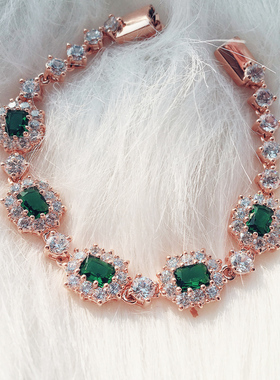 祖母绿色水晶方块手链