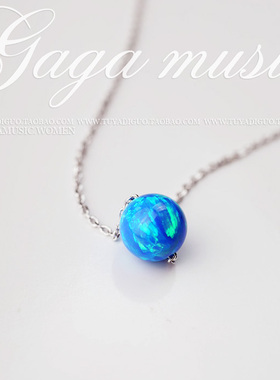 韩国时尚风纯银蓝色饰品短项链