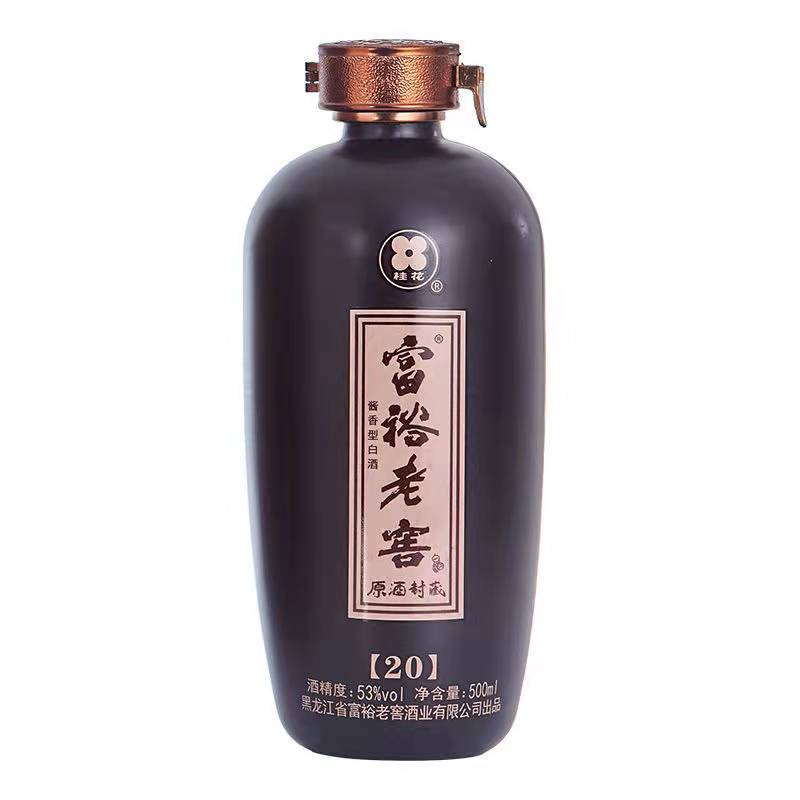 富裕老窖高度酱香53度纯粮酿白酒500ml*4/箱整箱东北特产封藏 - 图1