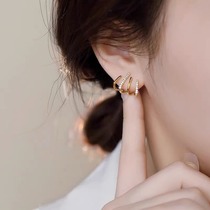 Otterles Clear Cabin Special Price 18K Gold Insert Drill Four Grip Ear Nail Style Light Lavish Earrings Ear Button Earring Accessories Women Accessories