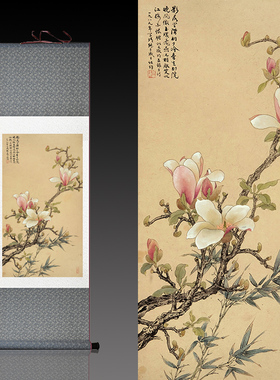 礼品卷轴画丝绸卧室走廊挂画