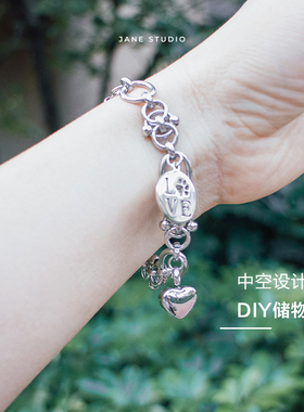 纪念手链定制刻图字爱心痛牌礼物