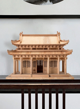 中式古建筑模型成品摆件酒店前台茶室样板间装饰售楼处玄关软装