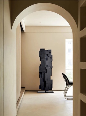 侘寂风落地木雕大摆件酒店茶室玄关软装艺术装置样板间雕塑装饰品