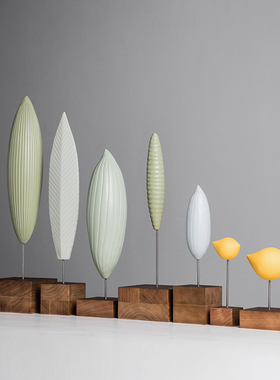 现代艺术创意手工木雕摆件酒店样板间客厅电视柜玄关桌面装饰摆设