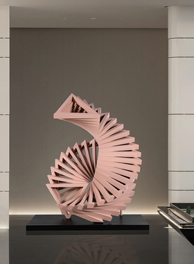 酒店立体抽象异形实木雕塑艺术品落地摆件售楼中心大型美陈装饰品